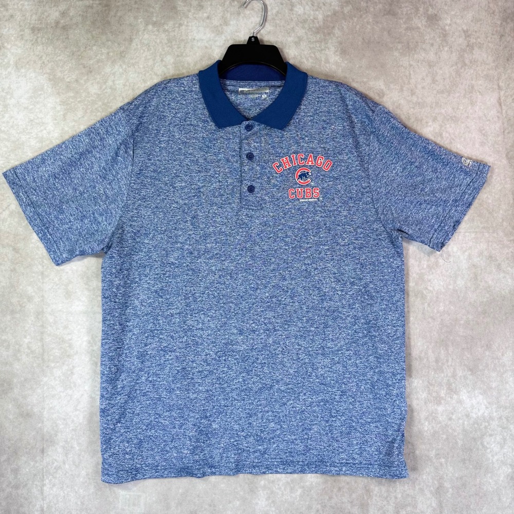 Chicago Cubs MLB Genuine Merchandise Men 2XL Blue Heathered Logo Polo Shirt